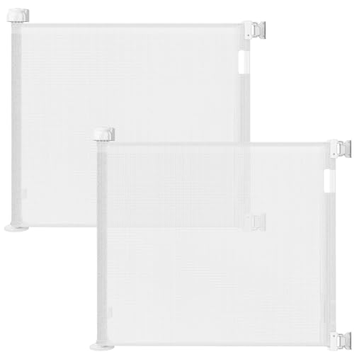 2 Pack 33"H Retractable Baby & Dog Gates (White / 33x55 Inch (2 Pack))