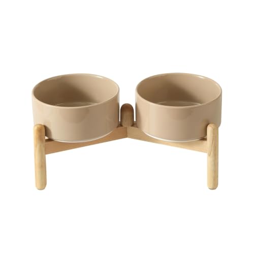 Ceramic Dog Bowls Elevated (Greige)