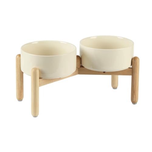 Ceramic Dog Bowls Elevated (Light Yellow)