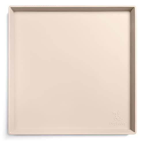 Dog Food Mat Waterproof Dog Bowl Mat for Food and Water (Extra Small: 11" x 11" / Vanilla)