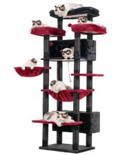 Cat Tree 74" Tower for Large Cats (74 inch / Black and red)