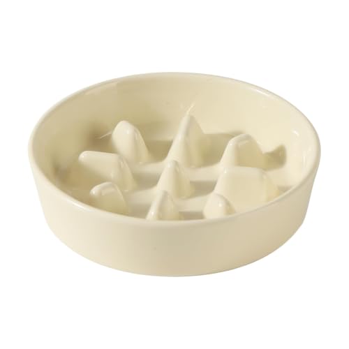 Ceramic Slow Feeder Dog Bowls (Light Yellow)