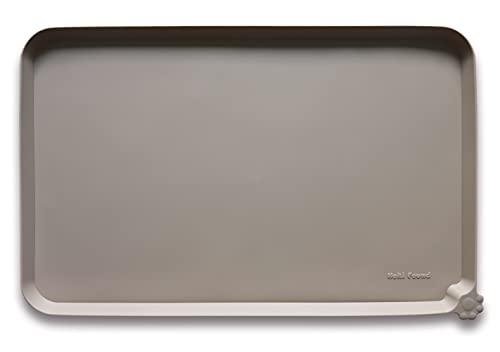 Waterproof Pet Feeding Mats with High Lips (19" x 12" / Tan)