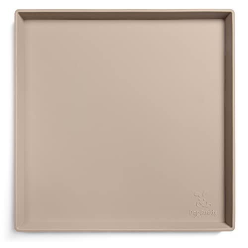Dog Food Mat Waterproof Dog Bowl Mat for Food and Water (Extra Small: 11" x 11" / Taupe)