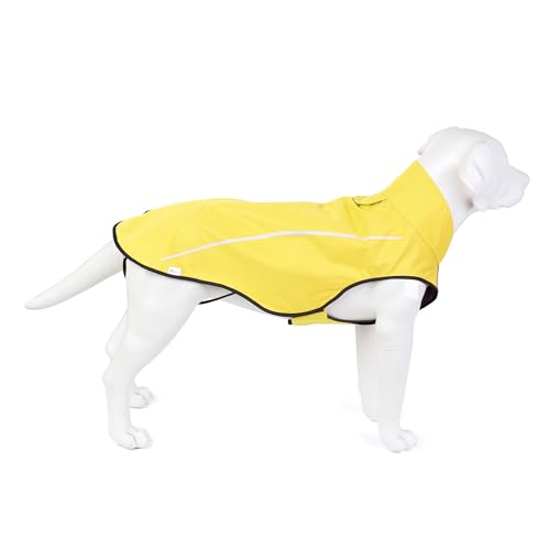 Dog Raincoat Adjustable Waterproof Reflective Rain Jacket for Small Medium Large Dogs (M Chest 26"-32" / Yellow)