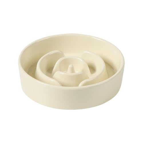 Ceramic Slow Feeder Dog Bowls (Light Yellow)