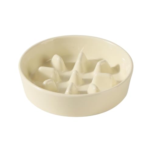 Ceramic Slow Feeder Dog Bowls (Light Yellow)