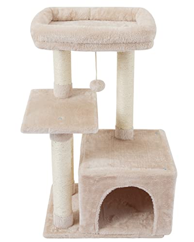 Cute Cat Tree Kitten Cat Tower Condo Cat Furniture Sisal Scratching Posts B (Beige)
