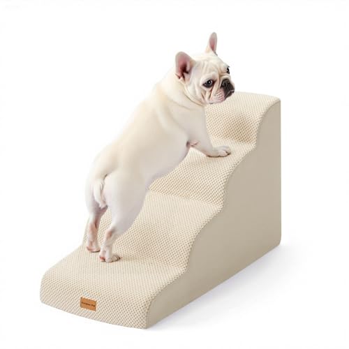 Dog Stairs for Small Dogs 19.7" H (Beige / Curved 15.7"x28"x19.7")
