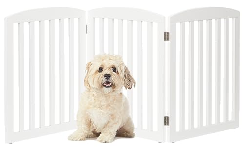 Wooden Freestanding Foldable Pet Gate for Dogs (White / 24" Height-3 Panel)
