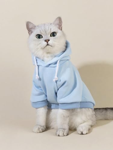 Basic Dog Hoodie Sweatshirt Puppy Sweater Warm Cat Costumes Pet Clothes for Chihuahua Puppy Kitten Small Medium Dogs Light Blue Large (Large / Light Blue)