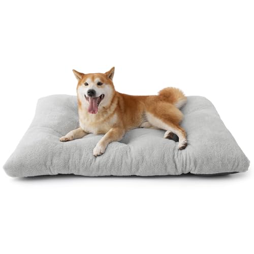 Washable Dog Crate Beds Large Sized Dog (35"L x 23"W x 3"Th (L-Crate) / Gray)