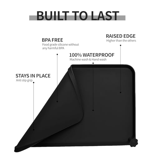 Silicone Pet Feeding Mat (Black / 24" x 16")