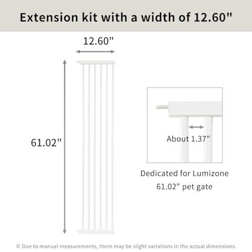 Extra Tall Cat Gate Extension Kit 61.02" High 12.6" Wide White (61.02" H-white / 12.60" W, Extension)