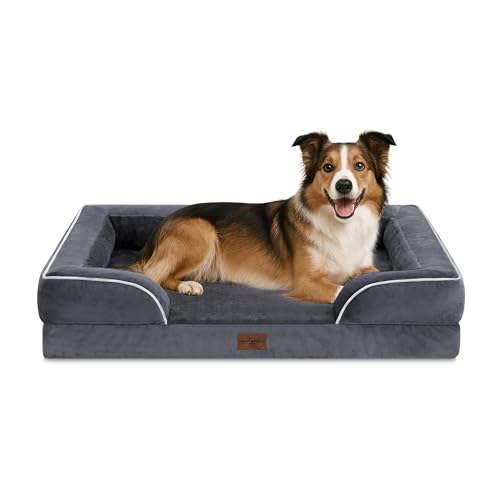 Waterproof Orthopedic Dog Beds for Large Sized Dog (38.0"L x 25.0"W x 7.0"Th / Dark Grey)