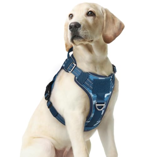 Tactical Dog Harness Medium Sized (M(chest:20.1"-33.9",neck:17.7"-22.3",back:7.5") / Blue Camo)