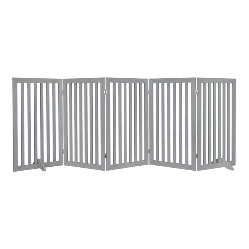 36”H Free Standing Pet Gate for Dog Cat (Gray / 100"W×36"H)