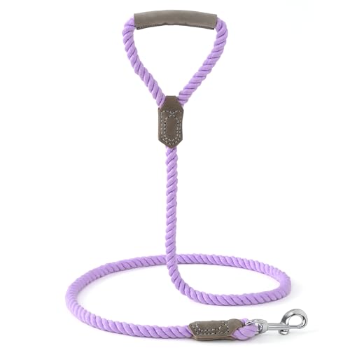 Dog Leash Braided Cotton Rope w (Purple / 72 Inch-1/2")
