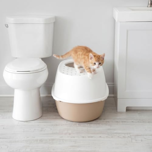 XX Large Top Entry Cat Litter Box (XXL Enclosed / Biege)