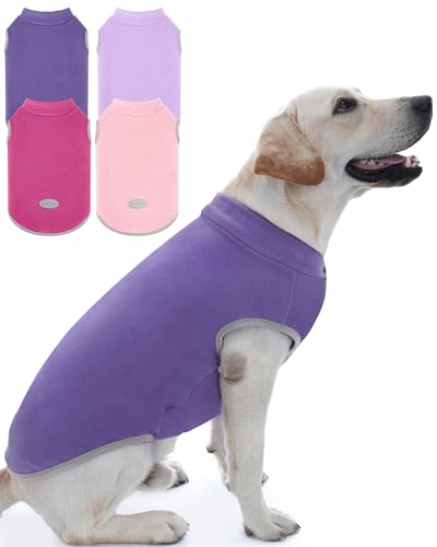 4 Pieces Fleece Dog Sweaters Vest Winter Warm Dog Clothes for Small Medium Large Dogs Girl Soft Pullover Doggie Sweatshirt Puppy Cold Weather Jacket (3X-Large(Chest-29.5") / Pink, Rose, Purple)