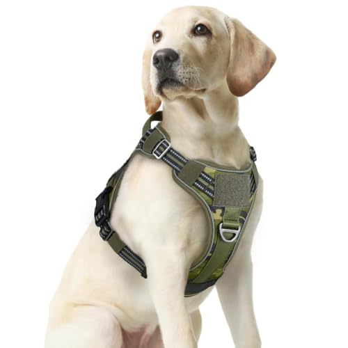 Tactical Dog Harness Medium Sized (M(chest:20.1"-33.9",neck:17.7"-22.3",back:7.5") / Green Camo)