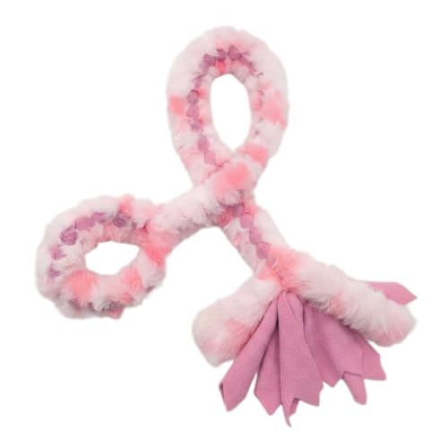 Braided Fleece Dog Tug Toy (Pink/Faux Fur)