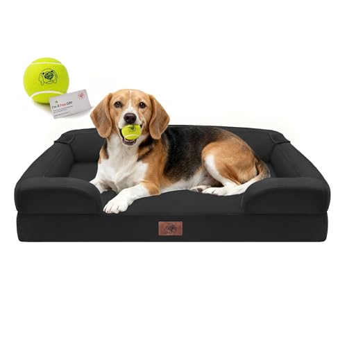 Waterproof Orthopedic Dog Bed for Medium Large Sized Dogs (36 x 27 x 7.5 in / Black)