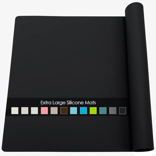 Large Silicone Mats for Kitchen Counter (06-Black / 27.6"L x 16"W)