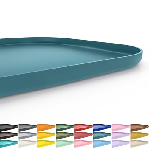 Waterproof Silicone Pet Food Mat with Raised Edge for Dog & Cat (Slate Blue / 19"L x 12"W)