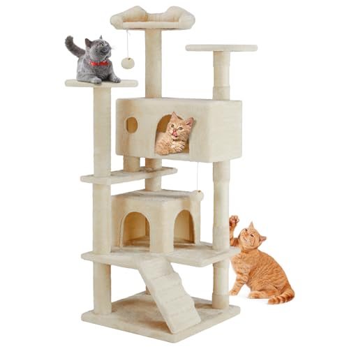 54 Inch Cat Tree Tower (Beige / 54 IN)