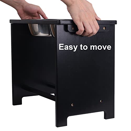 Elevated Dog Bowl Stand with 2 Stainless Steel Bowls (X large-14"tall,48 Oz bowl / Black)