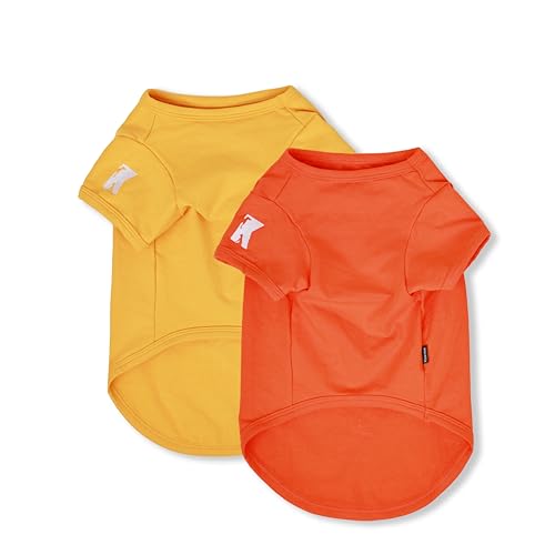 Dog Shirts Soft Plain Solid T (Yellow & Orange / M-(6~9lb) | Chest(~15.3"))
