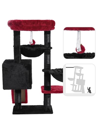 Cat Tree Tower with Large Bed (35.4 inch / Black and Red)
