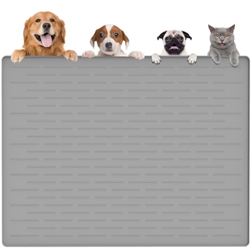 Largest Dog Food Mat (Light Gray / 48"L x 32"W)