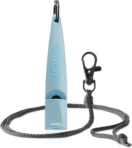 Alpha 210.5 Professional Dog Training Whistle with Lanyard. Enhanced Ergonomic Grip. BPA (Baby Blue/Black)