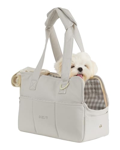 Dog Purse Carrier for Small Dogs Rabbit cat with Large Pockets (Grey / 13.6"L x 6.5"W x 10.0"H)