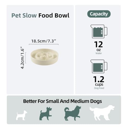 Ceramic Slow Feeder Dog Bowls (Light Yellow)