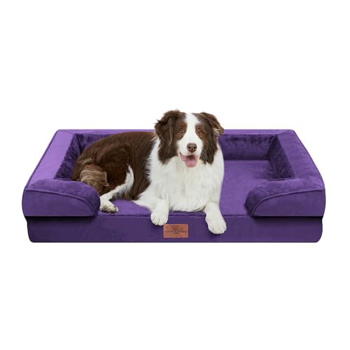 Waterproof Orthopedic Dog Beds for Large Sized Dog (36.0"L x 27.0"W x 8.0"Th / Deep Purple)