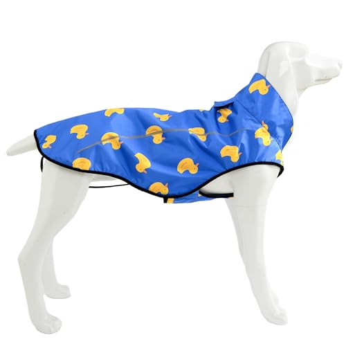 Dog Raincoat Adjustable Waterproof Reflective Rain Jacket for Small Medium Large Dogs (XXS Chest 16"-19" / Blue Duck)