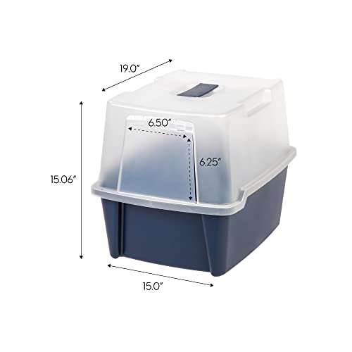 Large Front Door Cat Litter Box (Navy / Hooded)
