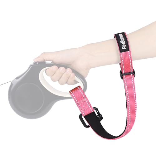 Dog Leash Wrist Strap with Lockable Clip for Dog Retractable Leash (Pink / 1 Pack)