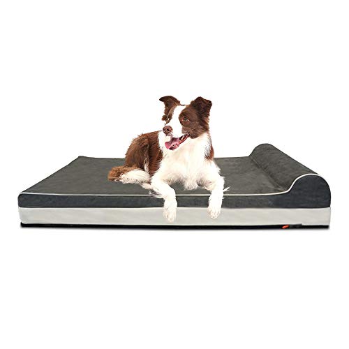 Orthopedic Dog Beds for Large Dogs (46.0"L x 28.0"W x 8.0"Th / Slate Gray)
