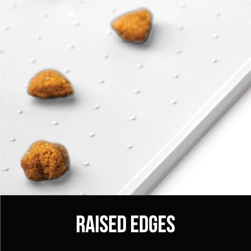 Dog Food Mat 100% Waterproof Silicone (White / 18.5"l X 11.5"w)