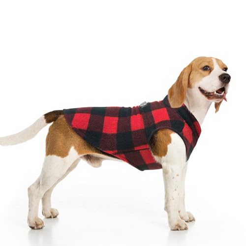 Small Dog Sweater Fleece Vest Winter Jacket (X-Large / RED BUFFALO PLAID)