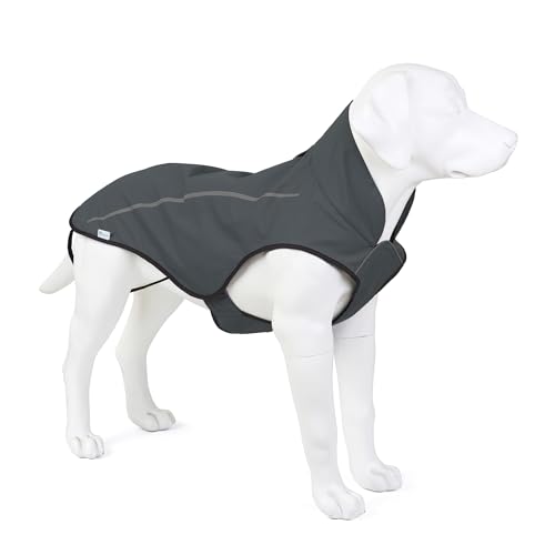 Dog Raincoat Adjustable Waterproof Reflective Rain Jacket for Small Medium Large Dogs (M Chest 26"-32" / Dark Gray)