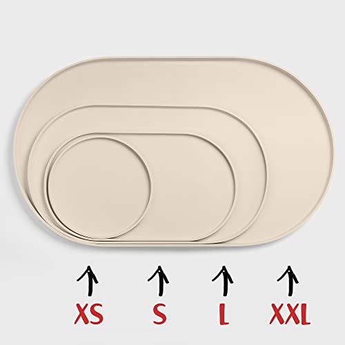Dog Food Mat Waterproof Dog Bowl Mat (24x14 Inch (Pack of 1) / White Sand)