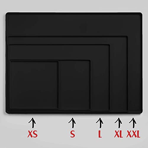 Dog Food Mat Waterproof Dog Bowl Mat for Food and Water (Extra Small: 11" x 11" / Black)