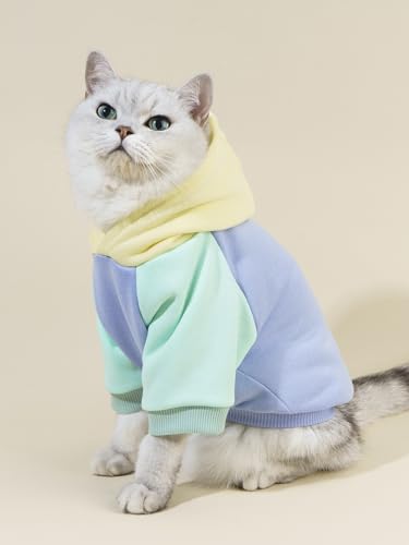 Basic Dog Hoodie Sweatshirt Puppy Sweater Warm Cat Costumes Pet Clothes for Chihuahua Puppy Kitten Small Medium Dogs Yellow and Blue Large (Large / Yellow and Blue)