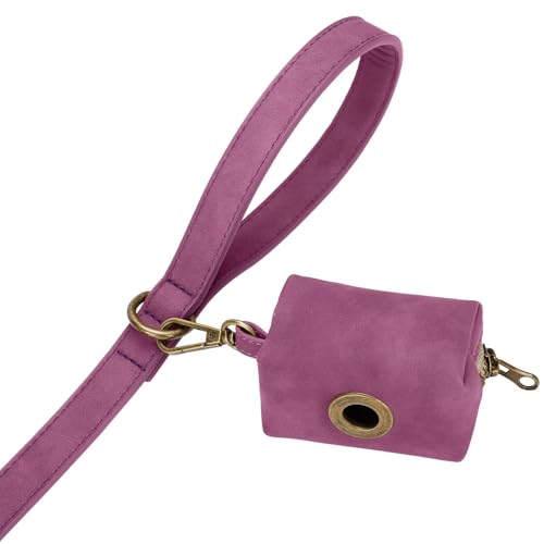 PU Leather Dog Leash for Medium Large Dogs (Purple / 3/4''x 5FT)