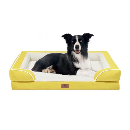 Waterproof Orthopedic Dog Beds for Large Sized Dog (36.0"L x 27.0"W x 8.0"Th / Spicy Mustard)